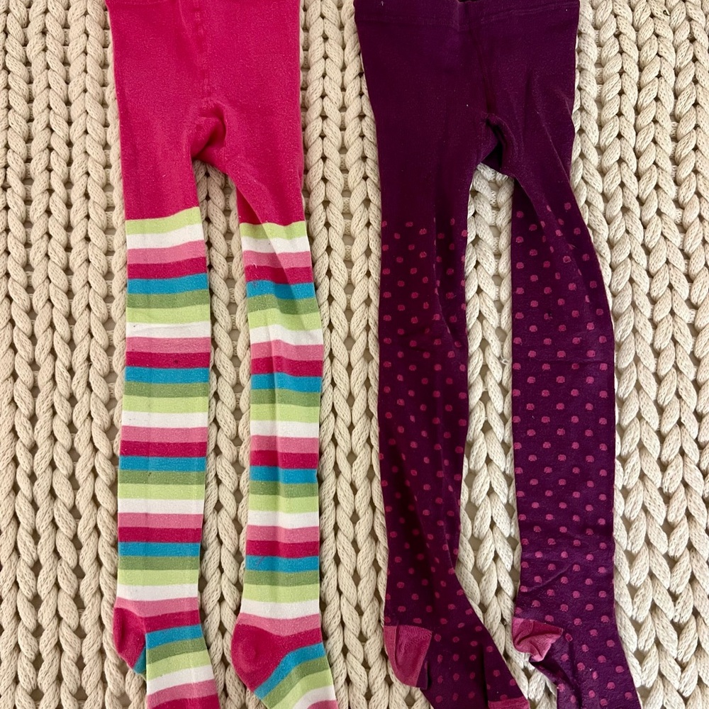 Vibrant Pink and Purple Kids Tights Set